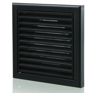 Blauberg Plastic 100mm 4" Vented Fixed Grille C/W Flyscreen | DECOR 155X155-100S BLACK