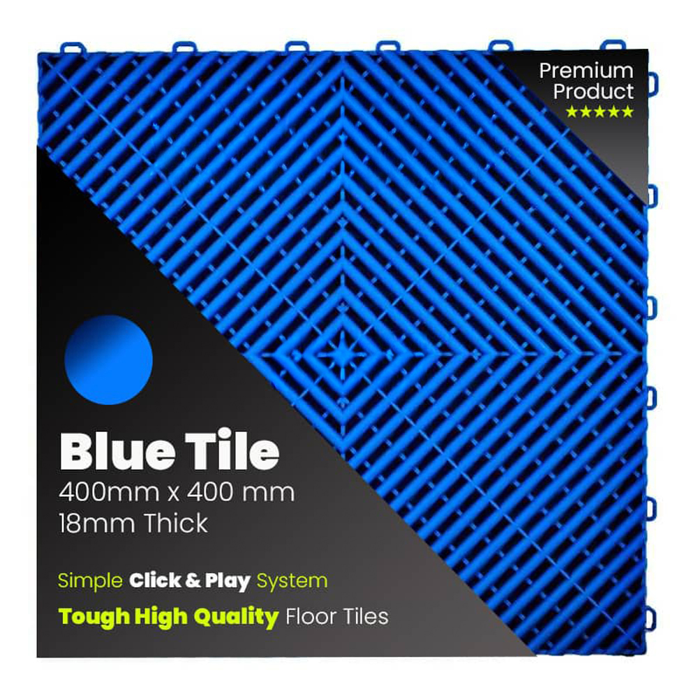 Blue tile - Single Vented Garage Floor Tiles