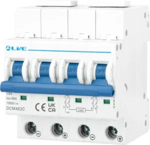 LIVE Electrical DCM463C 4 Pole 63A C Curve 6kA DC MCB