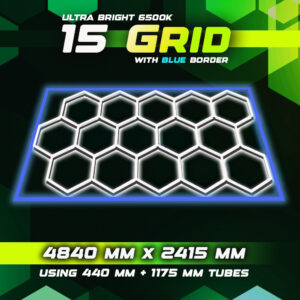 Hexagon Lighting 15 Grid System With Blue Border