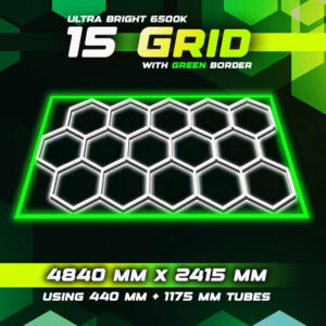 Hexagon Lighting 15 Grid System With Green Border
