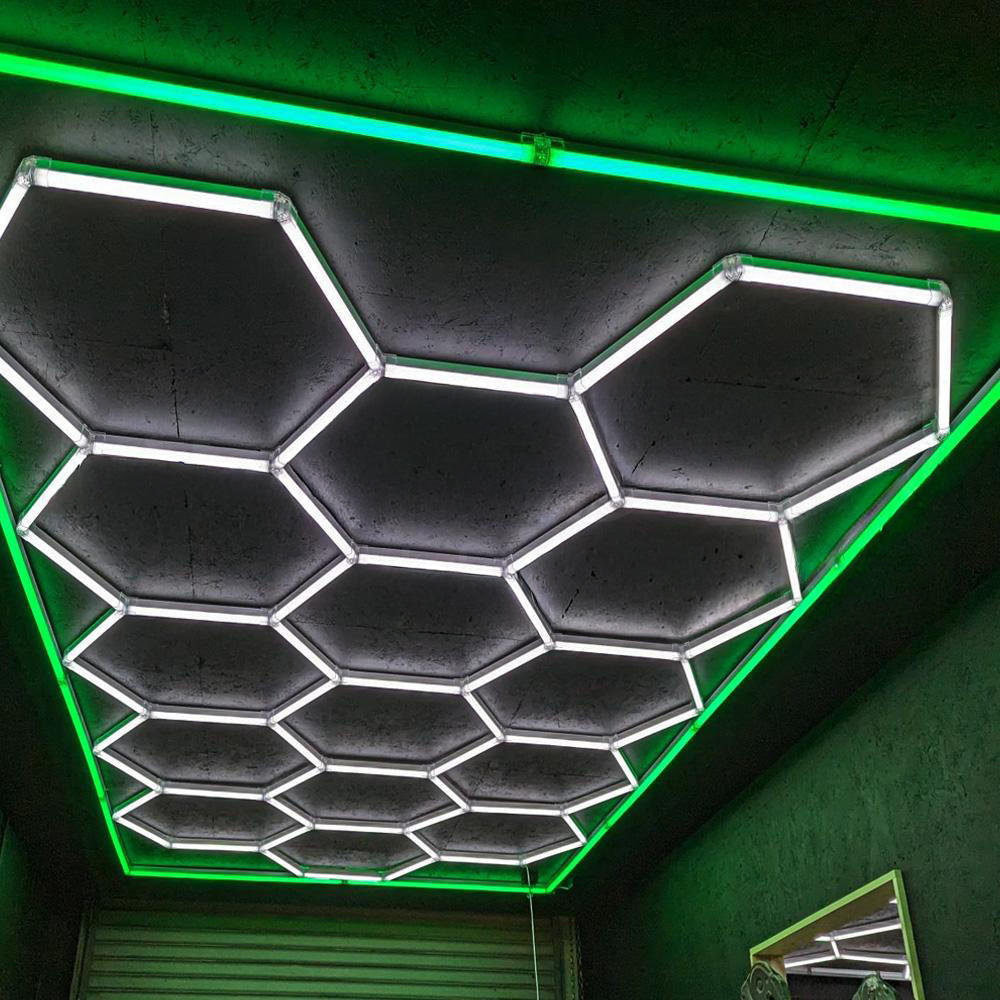 Hexagon Lighting 15 Grid System With Green Border