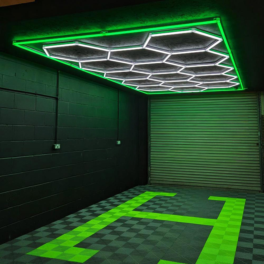 Hexagon Lighting 15 Grid System With Green Border
