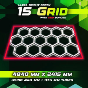 Hexagon Lighting 15 Grid System With Red Border