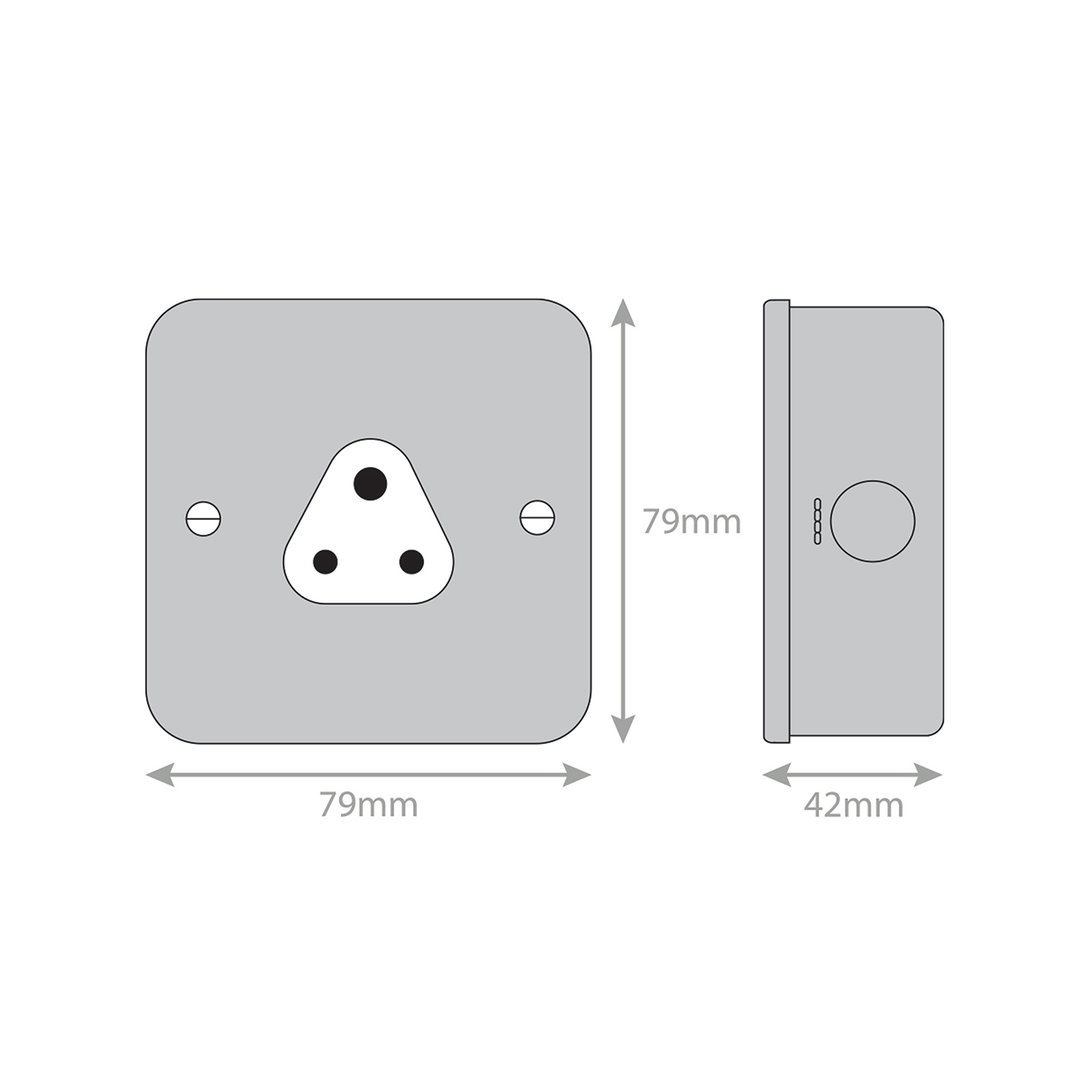 5 Amp Round Pin Socket - 3 Pin - Unswitched - Range Selectric Metal Clad