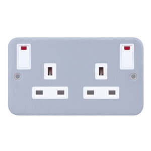 13 Amp Socket Outlet - 2 Gang Switched DP with Outboard Rockers, Neons, 2 -  Selectric Metal Clad