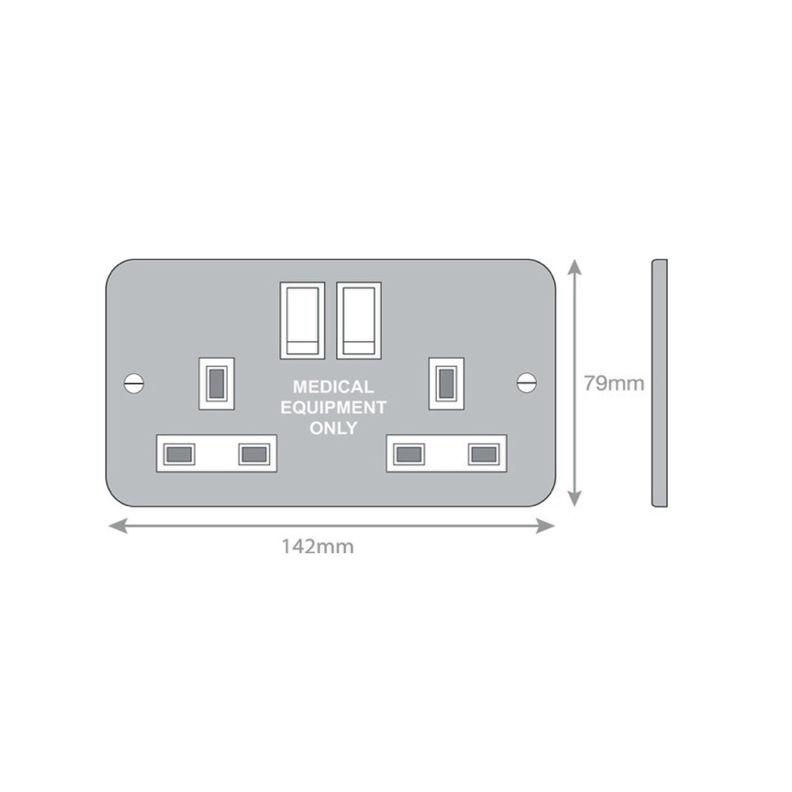 13 Amp Socket Outlet - 2 Gang Switched DP with Clean Earth -  Selectric Metal Clad