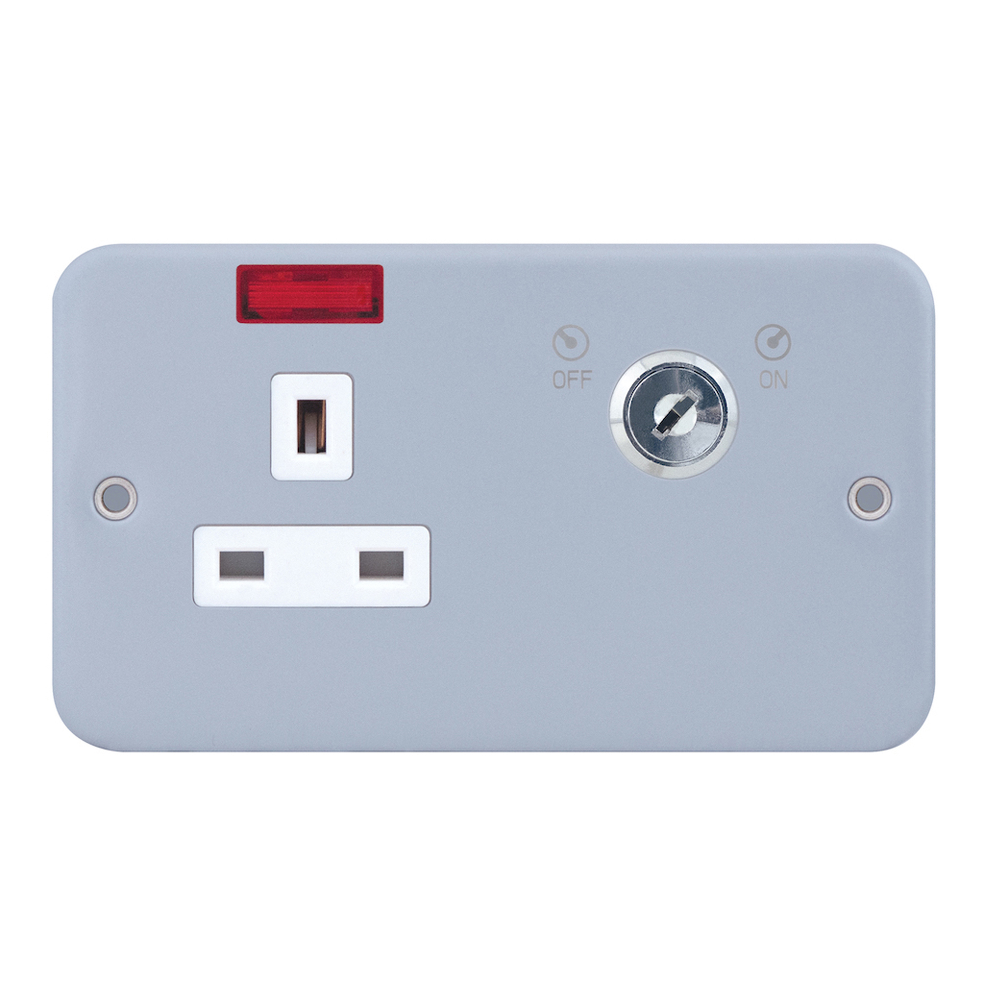 13A 1 Gang DP Key Operated Socket with Neon - Range Selectric Metal Clad