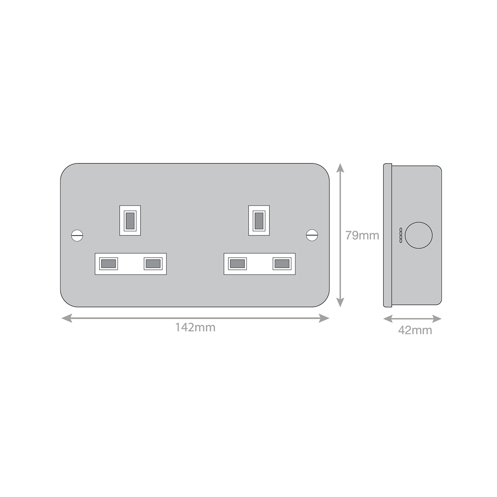 13 Amp Socket Outlets + 2 Earth Terminals - Unswitched - Range Selectric Metal Clad