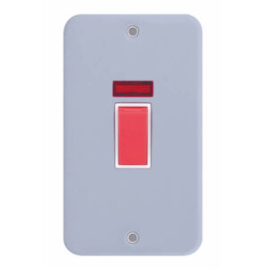 45 Amp DP Switch - 2 Gang Plate with Neon - Range Selectric Metal Clad