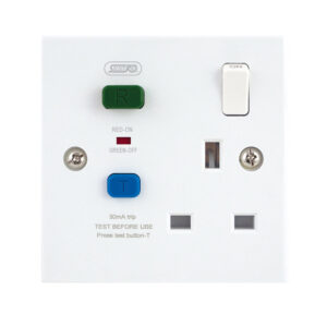 13 Amp RCD Protected 1 Gang DP Switched Socket - Selectric Square