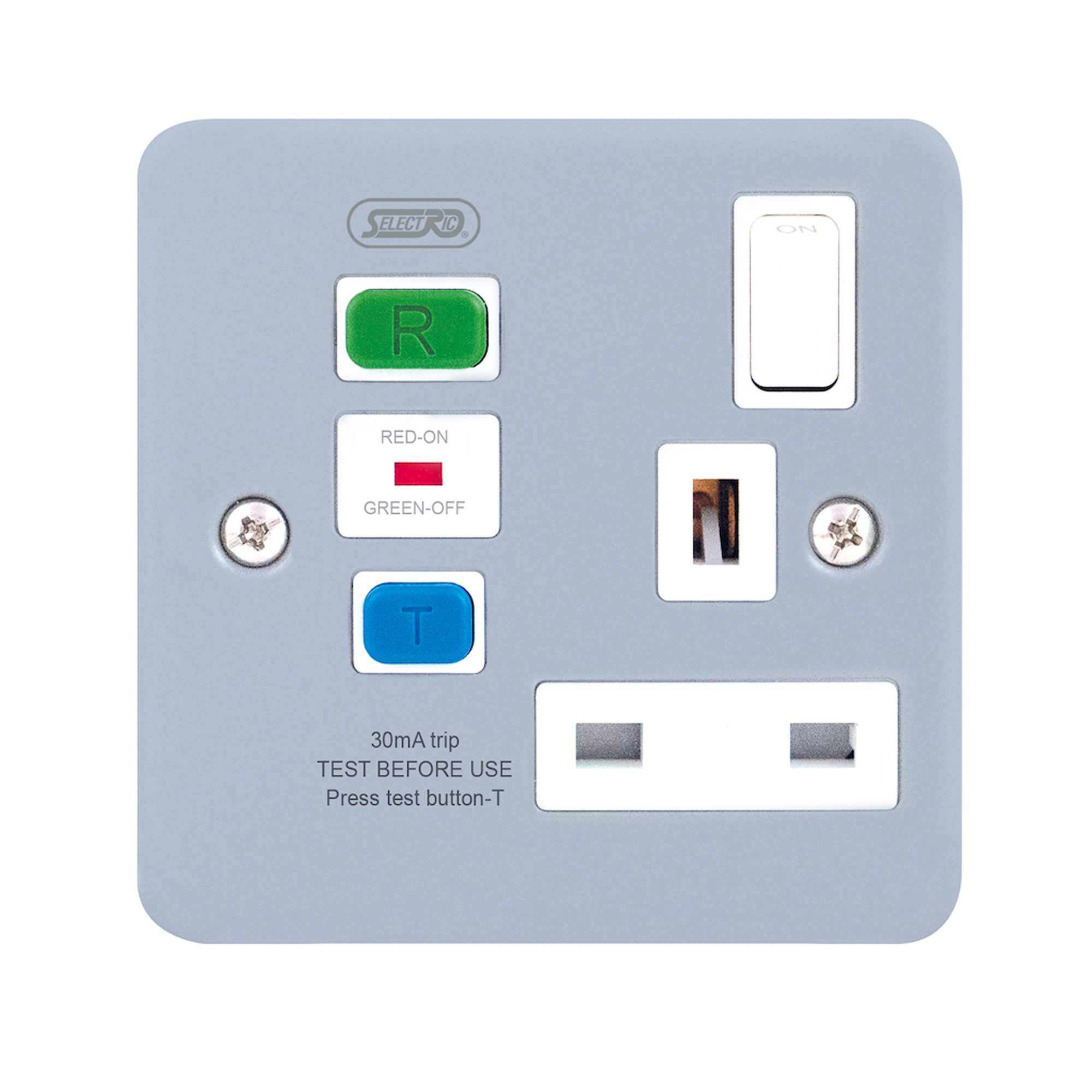 13 Amp RCD Protected 1 Gang DP Switched Socket - Selectric Metal Clad