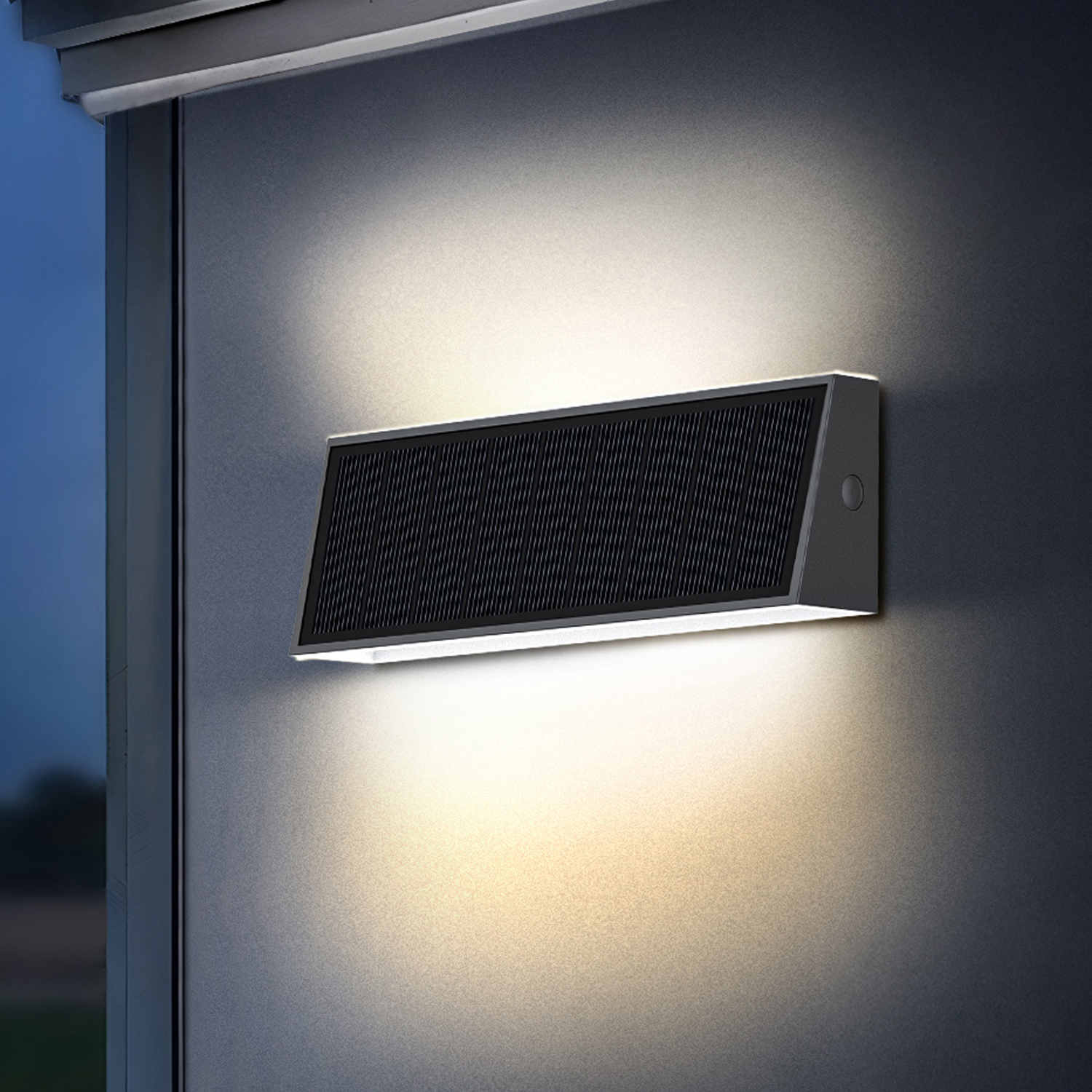 Omnisolar Lyra Dual-Light Black Solar Wall Light with Up & Down Illumination - 700 Lumens