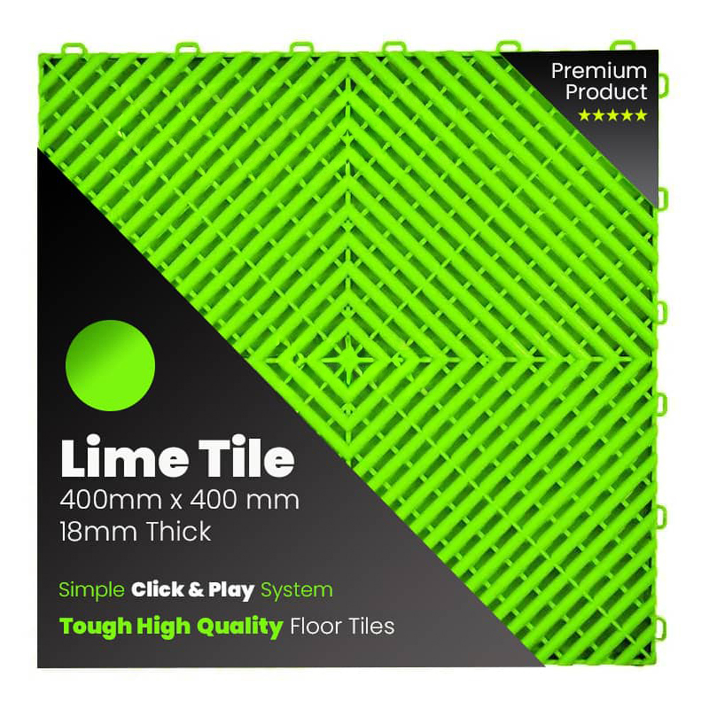 Lime Green - Single Vented Garage Floor Tiles