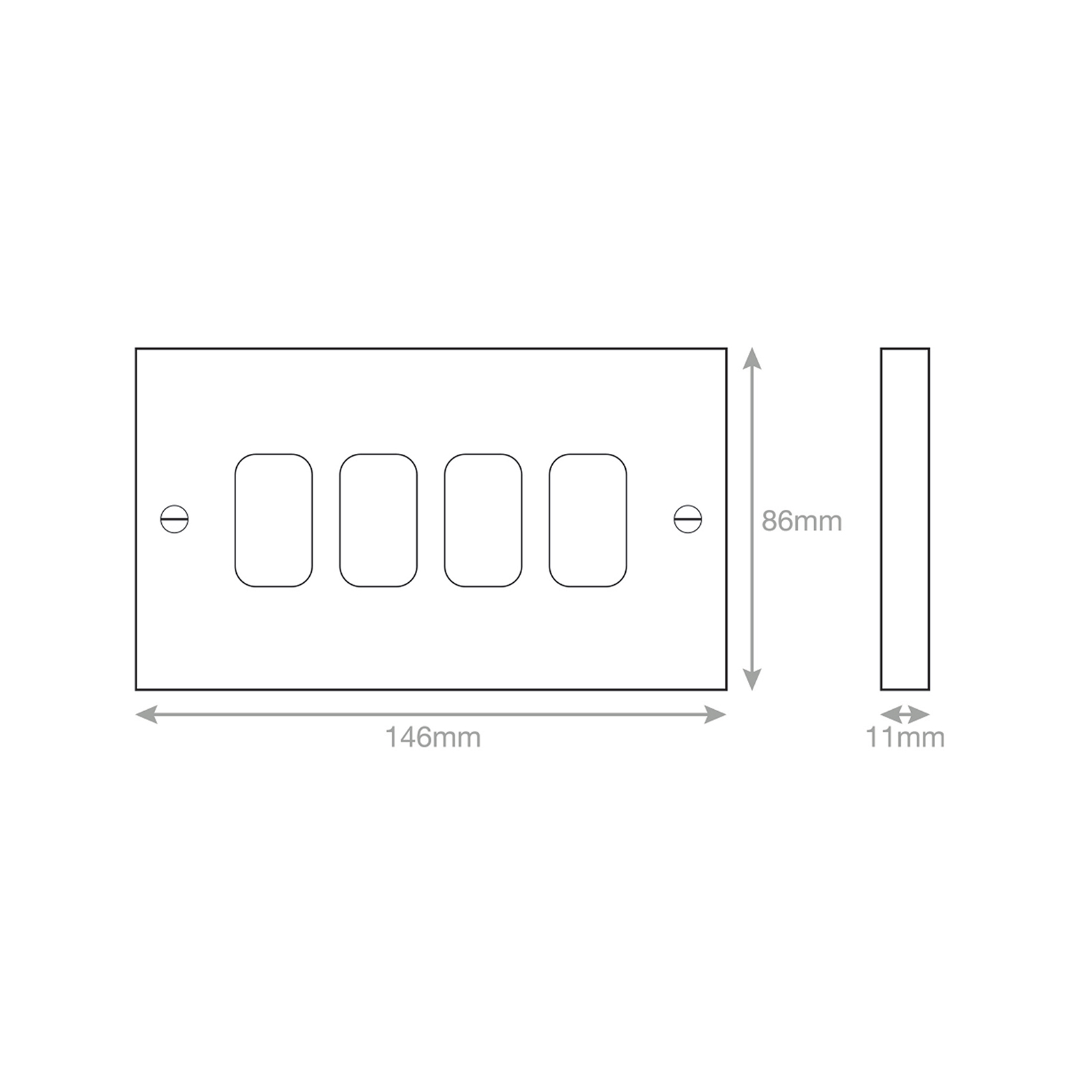 Square - GRID360 Modular Plate - 4 Aperture - Range GRID360