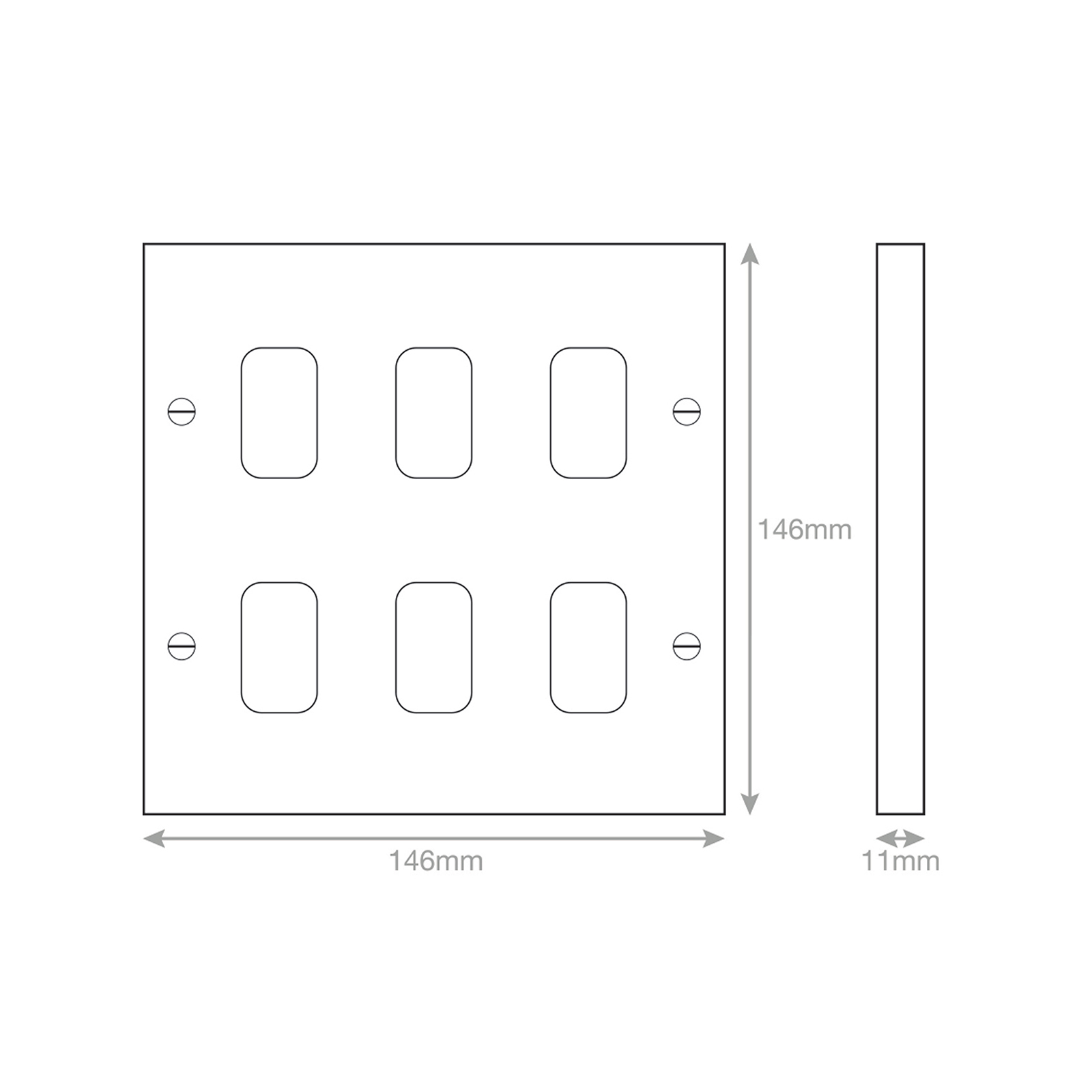 Square - GRID360 Modular Plate - 6 Aperture - Range GRID360