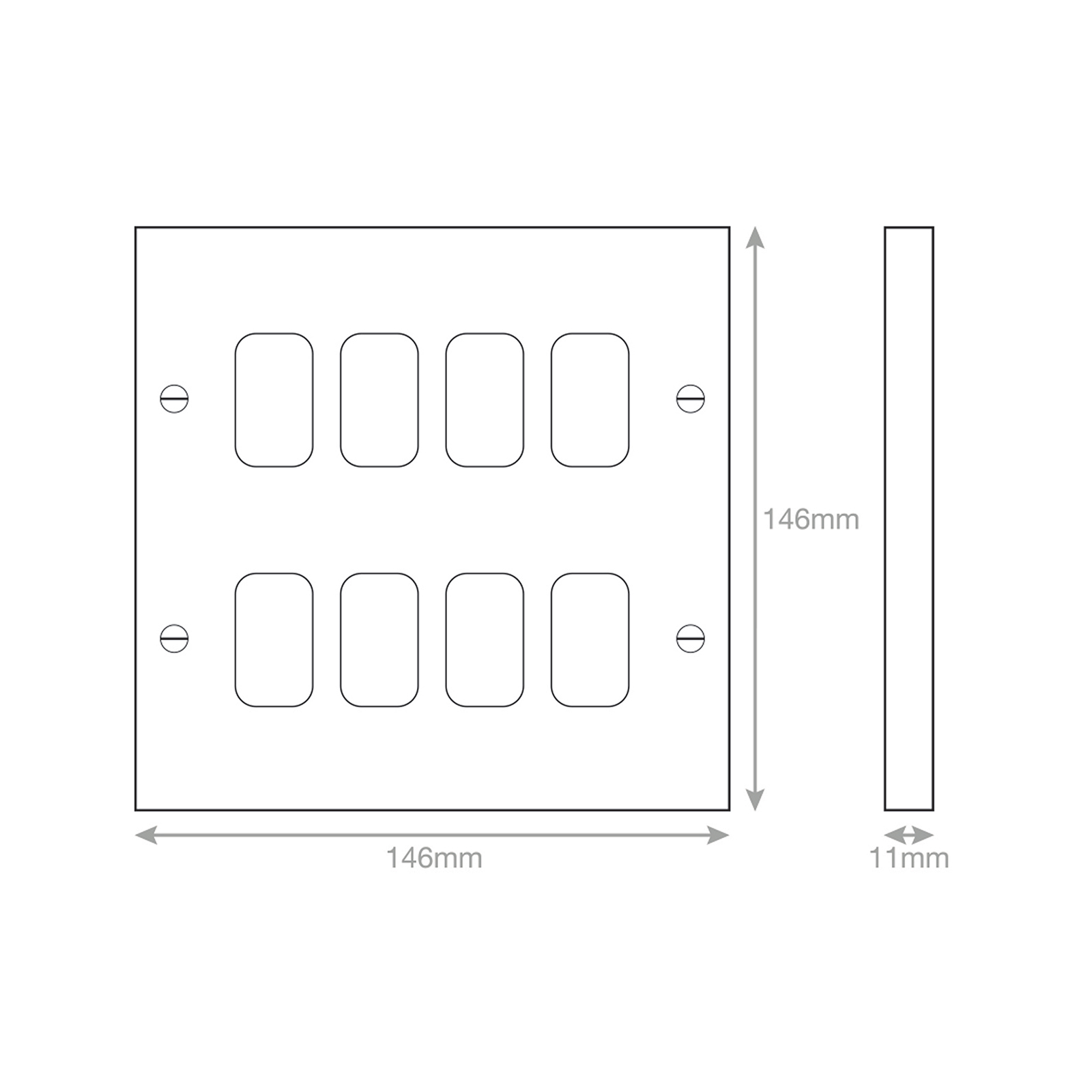 Square - GRID360 Modular Plate - 8 Aperture - Range GRID360