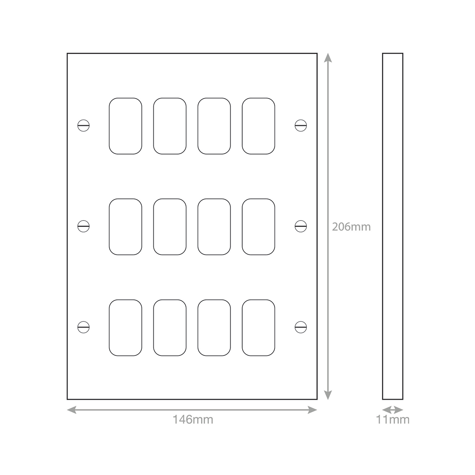 Square - GRID360 Modular Plate - 12 Aperture - Range GRID360