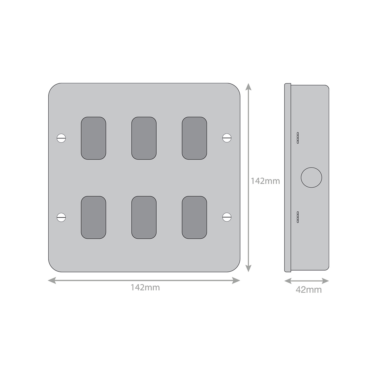 Metal Clad - GRID360 Modular Plate - 6 Aperture - Range GRID360