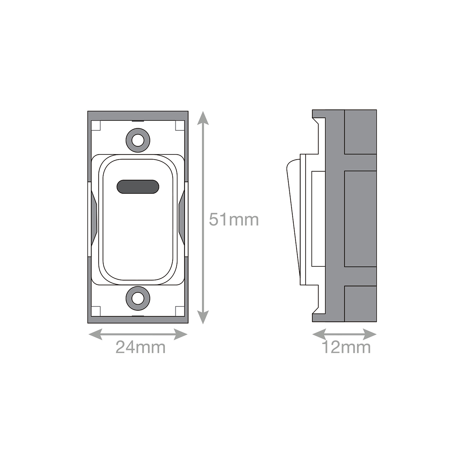 Grid switch module - 20A DP switch with neon engraved "fridge" - Range GRID360