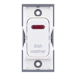 Grid switch module - 20A DP switch with neon engraved "dish washer" - Range GRID360