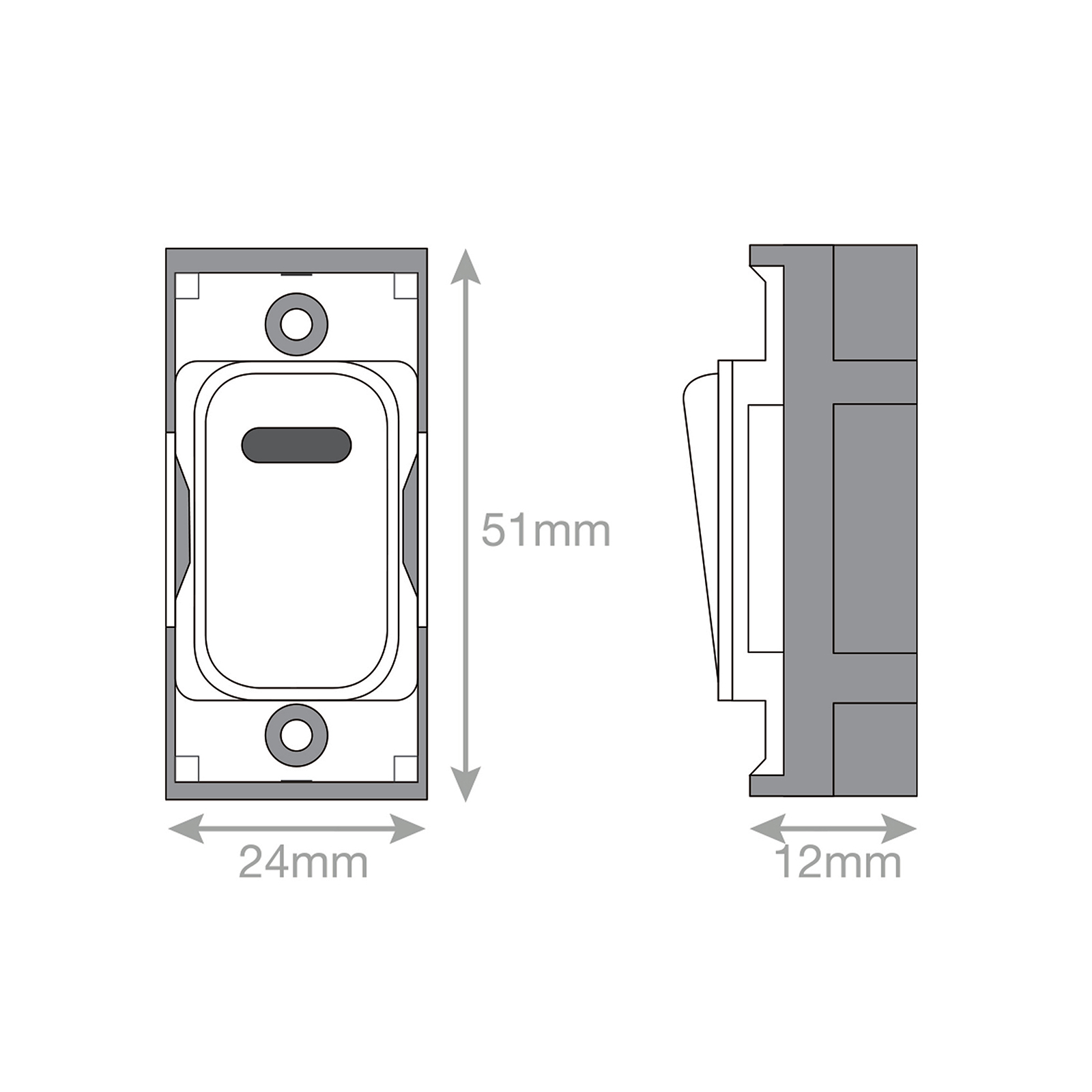 Grid switch module - 20A DP switch with neon engraved "dryer" - Range GRID360