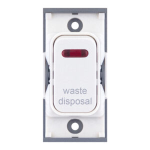 Grid switch module - 20A DP switch with neon engraved "waste disposal" - Range GRID360