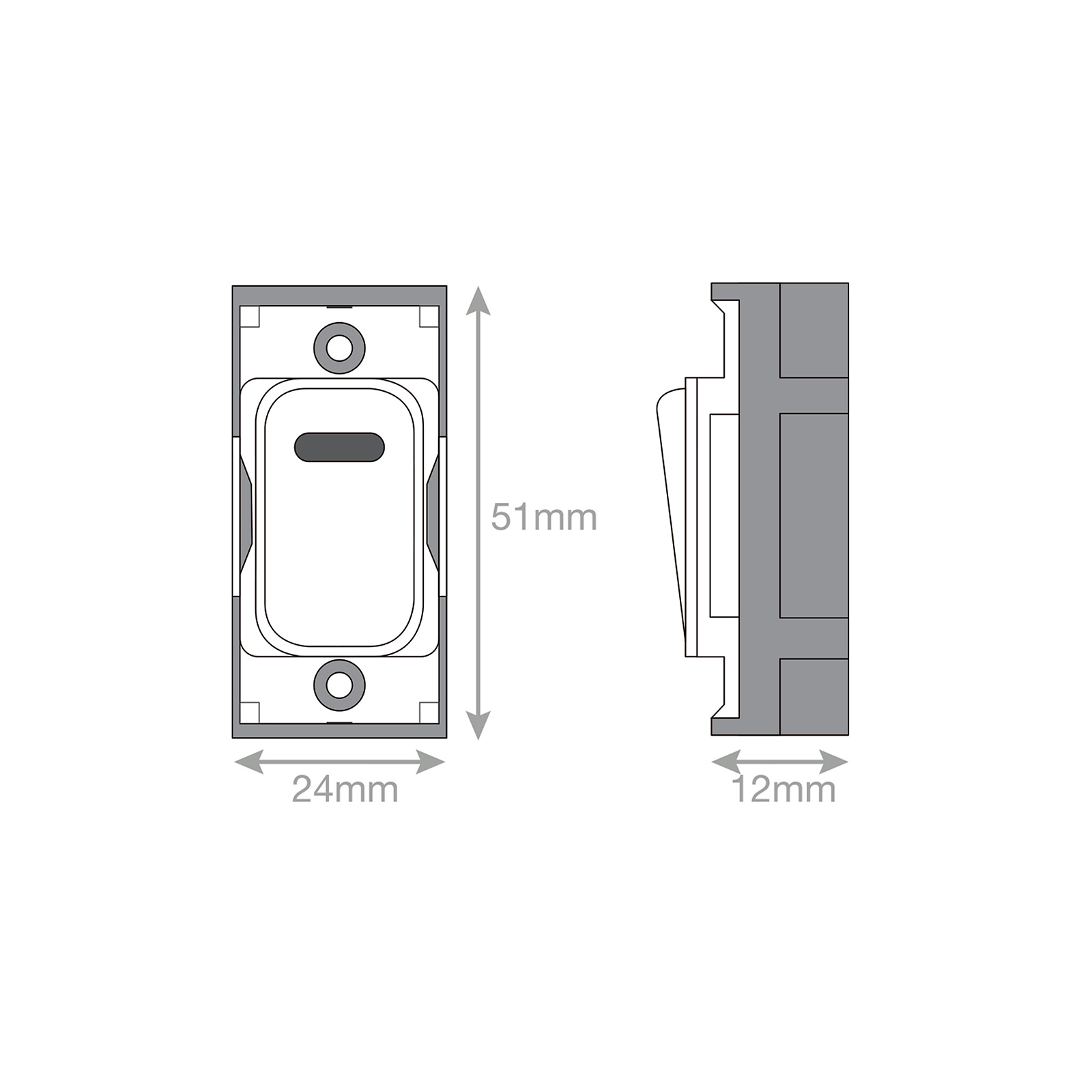 Grid switch module - 20A DP switch with neon engraved "hood" - Range GRID360
