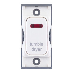Grid switch module - 20A DP switch with neon engraved "tumble dryer" - Range GRID360