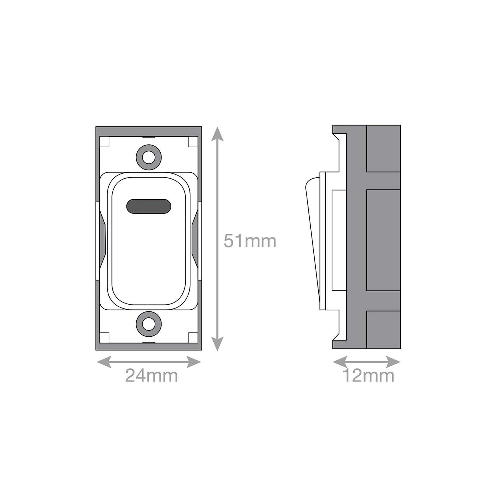 Grid switch module - 20A DP switch with neon engraved "tumble dryer" - Range GRID360