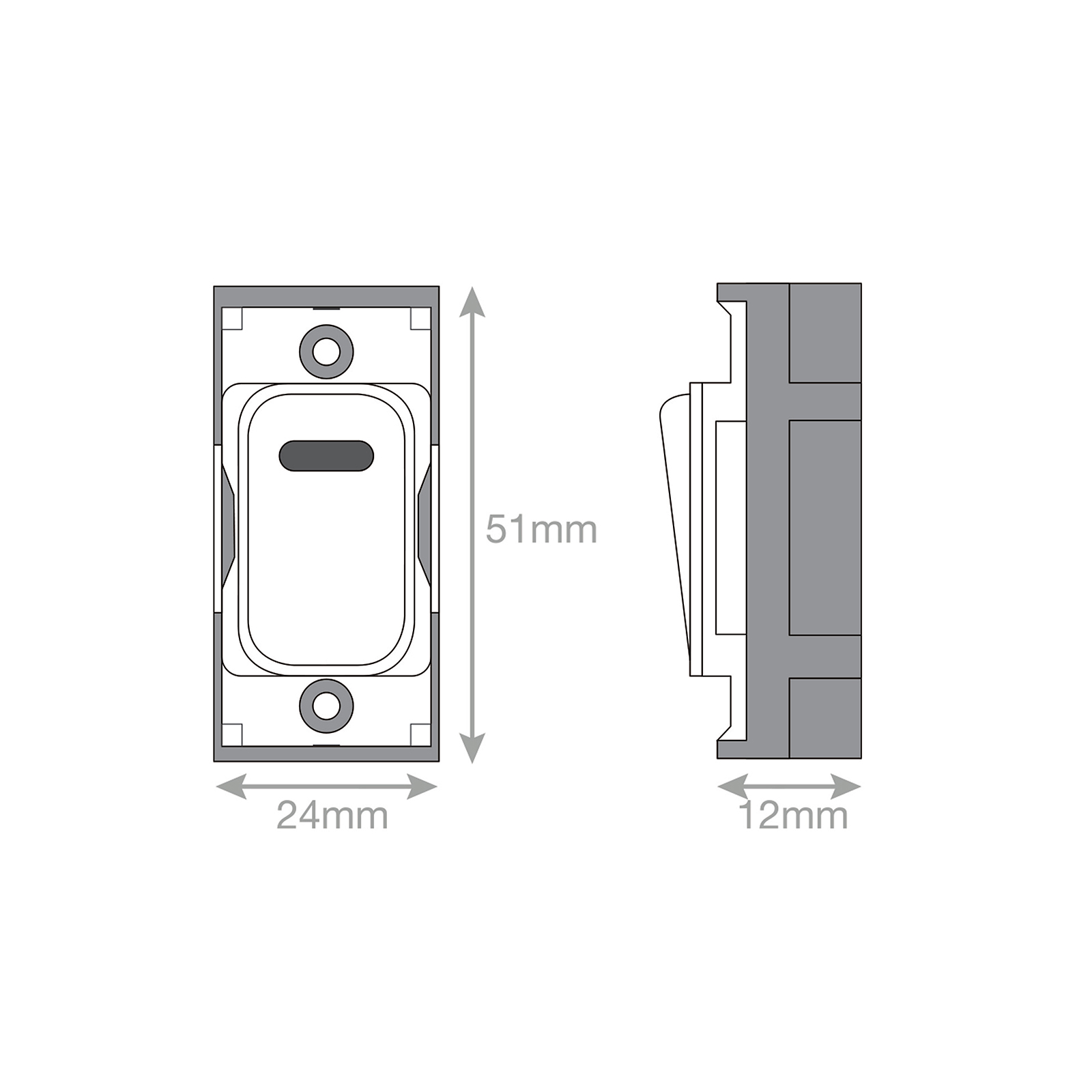 Grid switch module - 20A DP switch with neon engraved "heater" - Range GRID360