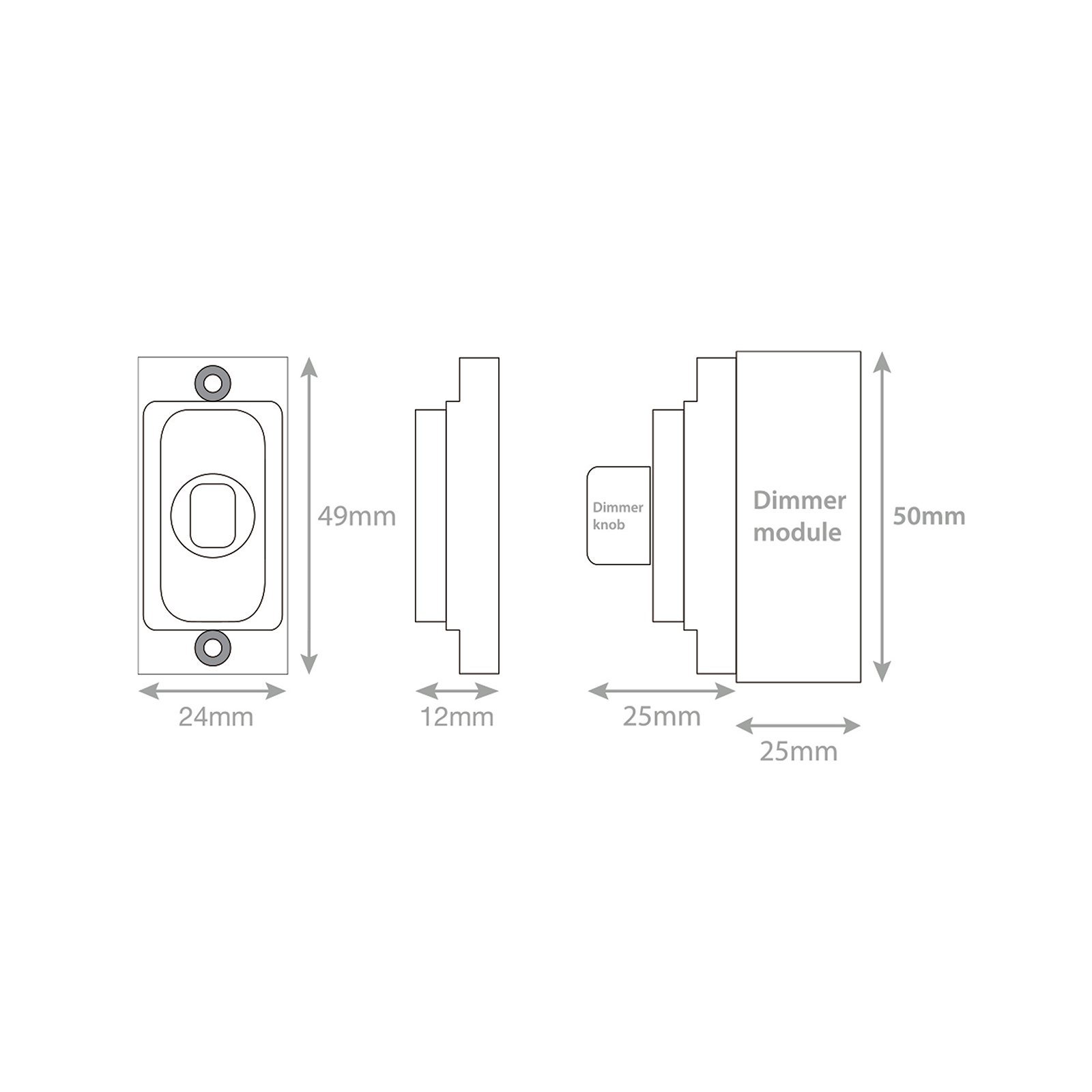 Grid Module LED Dimmer 5W-120W with adaptor plate - Range Selectric GRID360 Modular Plates & Modules