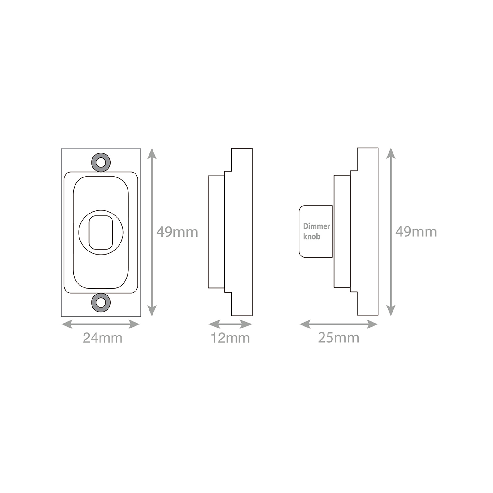 Grid dimmer adaptor plate, satin chrome metal - Range Selectric GRID360 Modular Plates & Modules