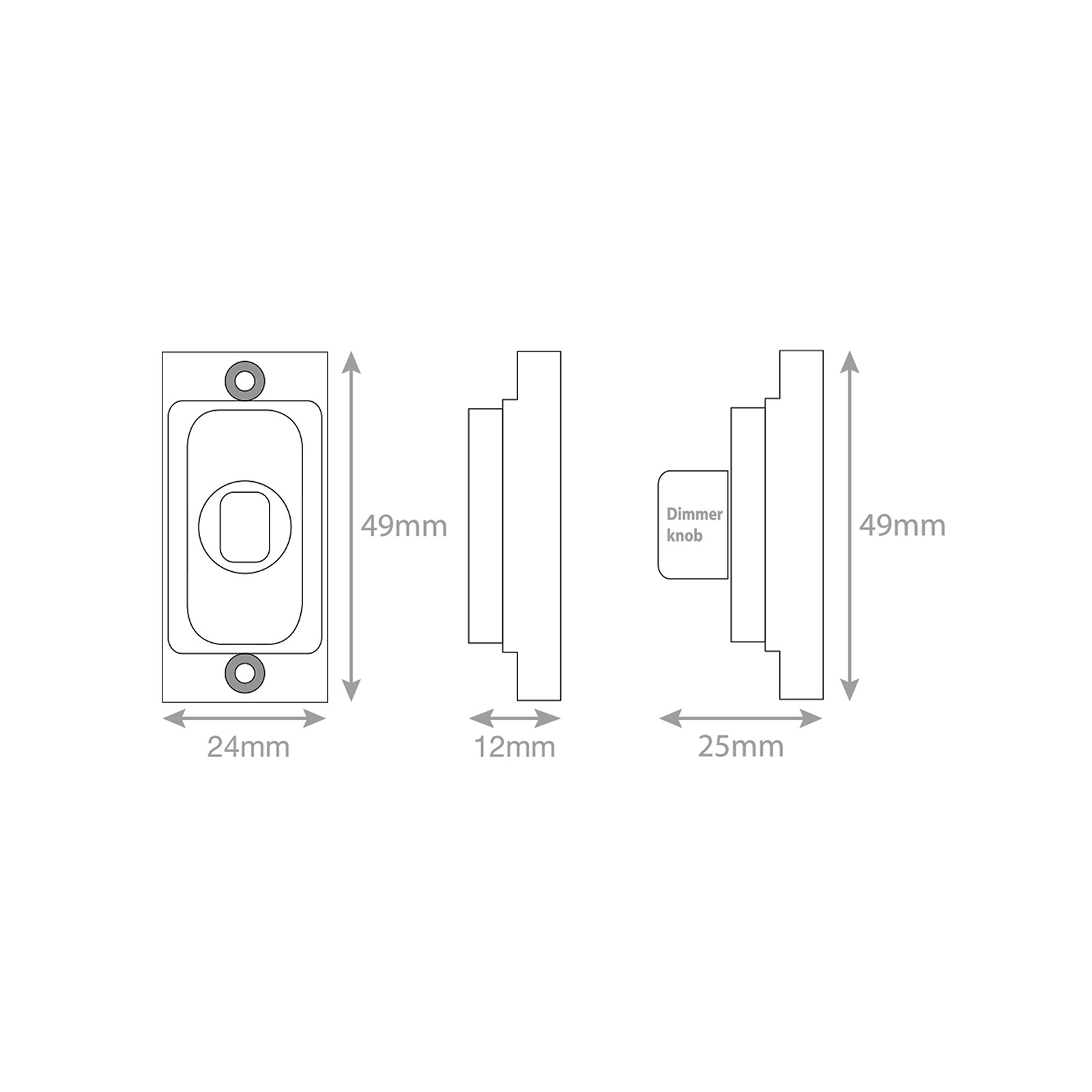 Grid dimmer adaptor plate, matt black metal - Range Selectric GRID360 Modular Plates & Modules