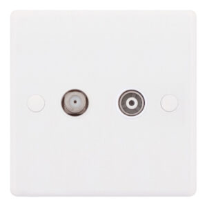 1 Gang F-Type Satellite Socket + 1 Gang TV/FM Coaxial/Aerial Socket Isolated - Range Selectric Smooth