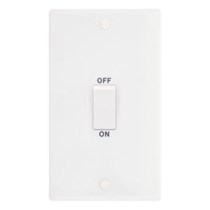 45 Amp DP Switch - 2 Gang Plate White Rocker - Range Selectric Smooth