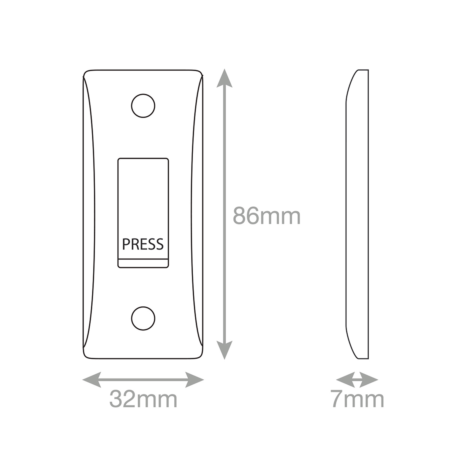 10 Amp Architrave Switch PRESS 1 Gang 1 Way - X-Rated - Range Selectric Smooth
