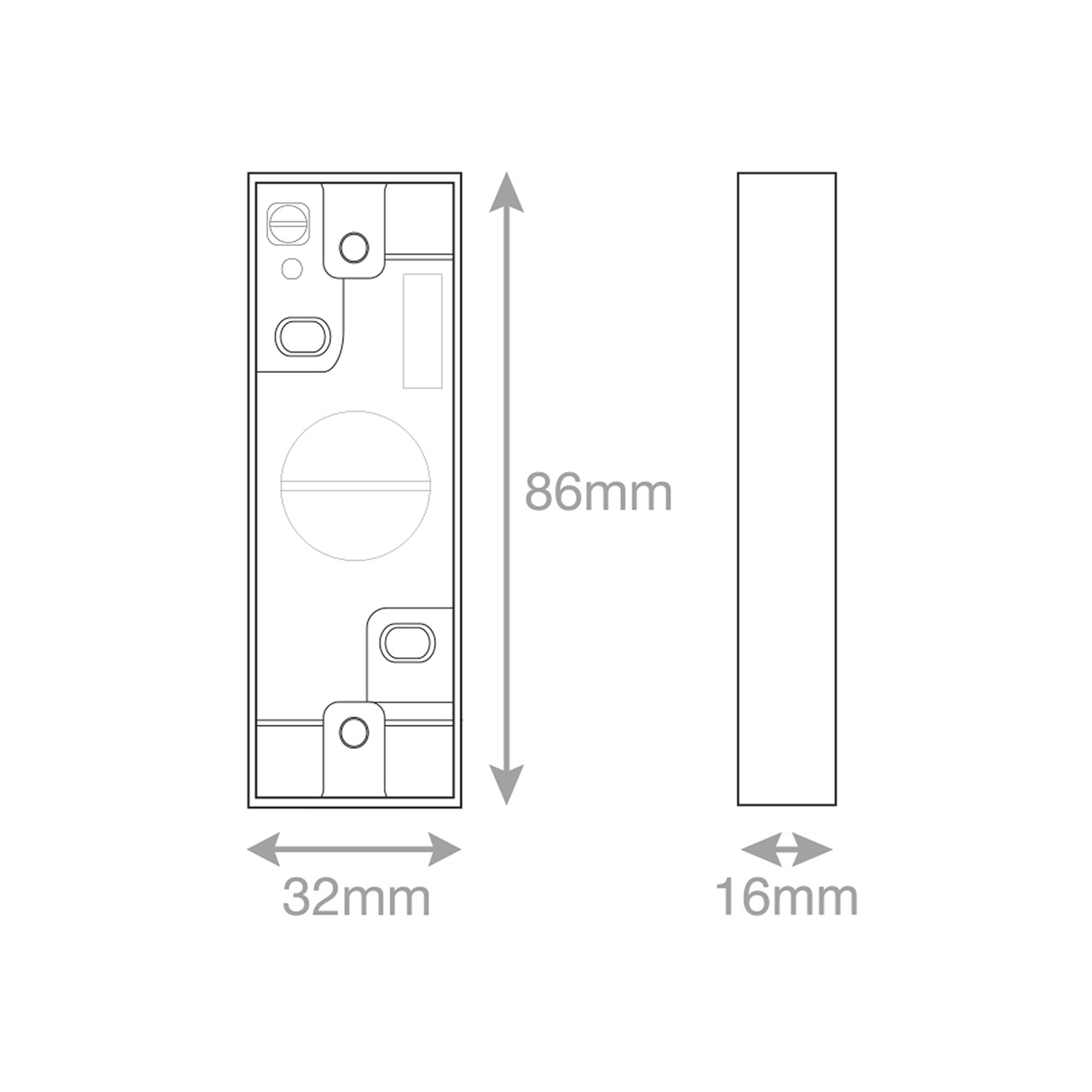 1 Gang Surface Pattress Box - Architrave - 16mm Deep - Range Selectric Smooth
