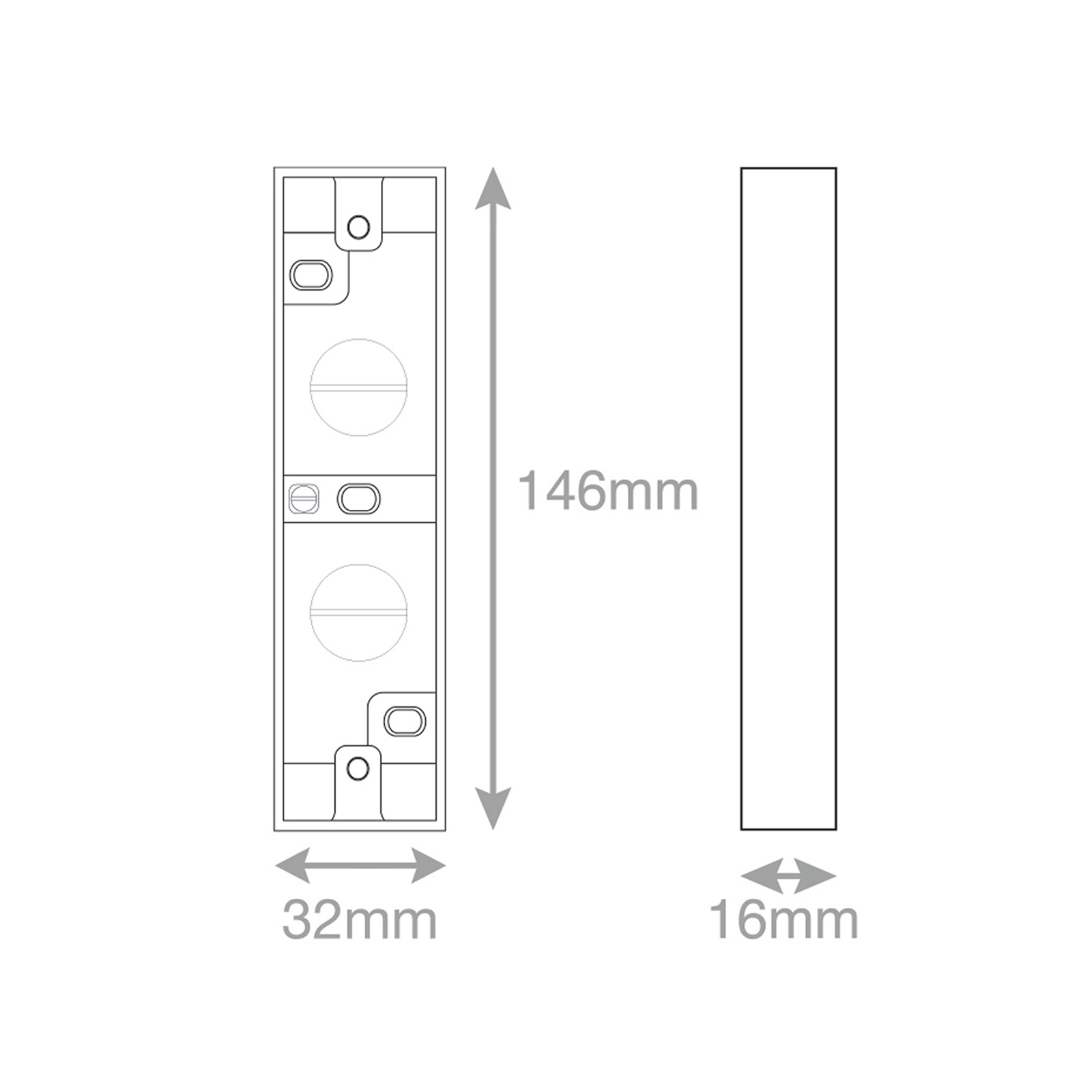 2 Gang Surface Pattress Box - Architrave - 16mm Deep - Range Selectric Smooth