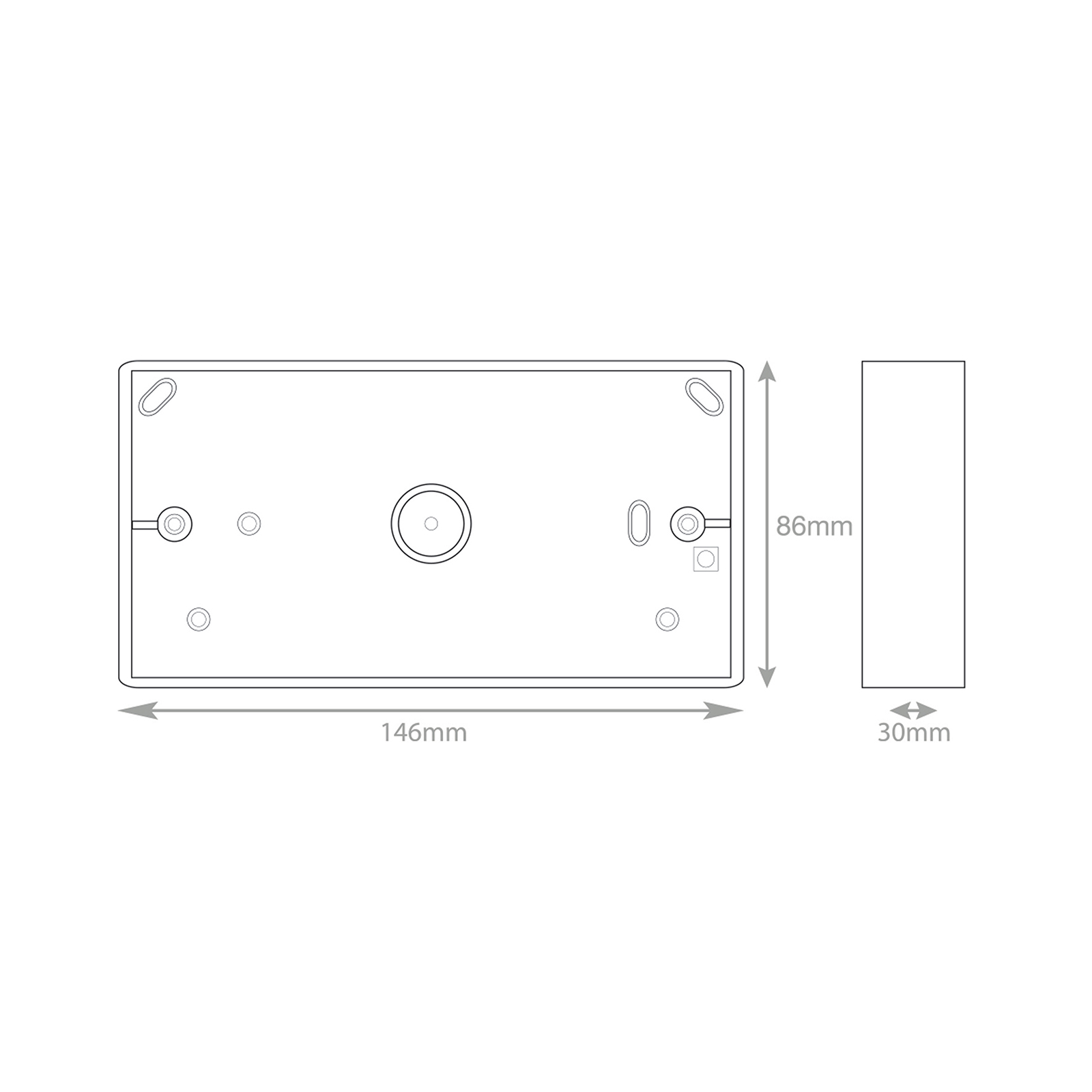 2 Gang Surface Pattress Box - 30mm Deep - ABS - Range Selectric Smooth