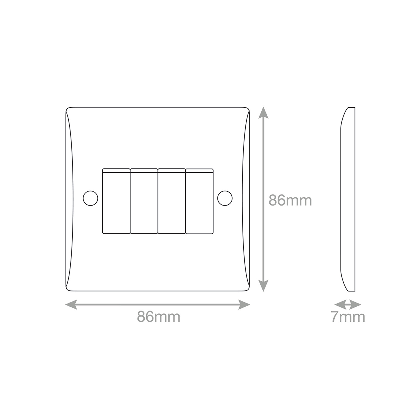 10 Amp Plate Switch - 4 Gang 2 Way - X-Rated - 1 Gang Plate - Range Selectric Smooth