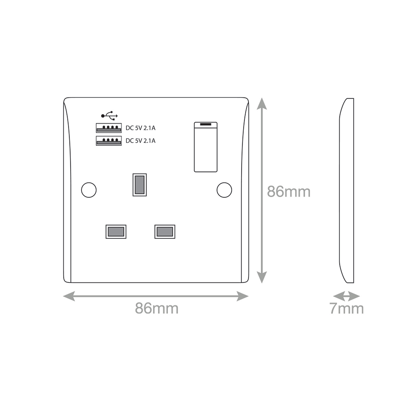 13 Amp Socket Outlet with 2 x USB Ports SP - Switched - Range Selectric Smooth
