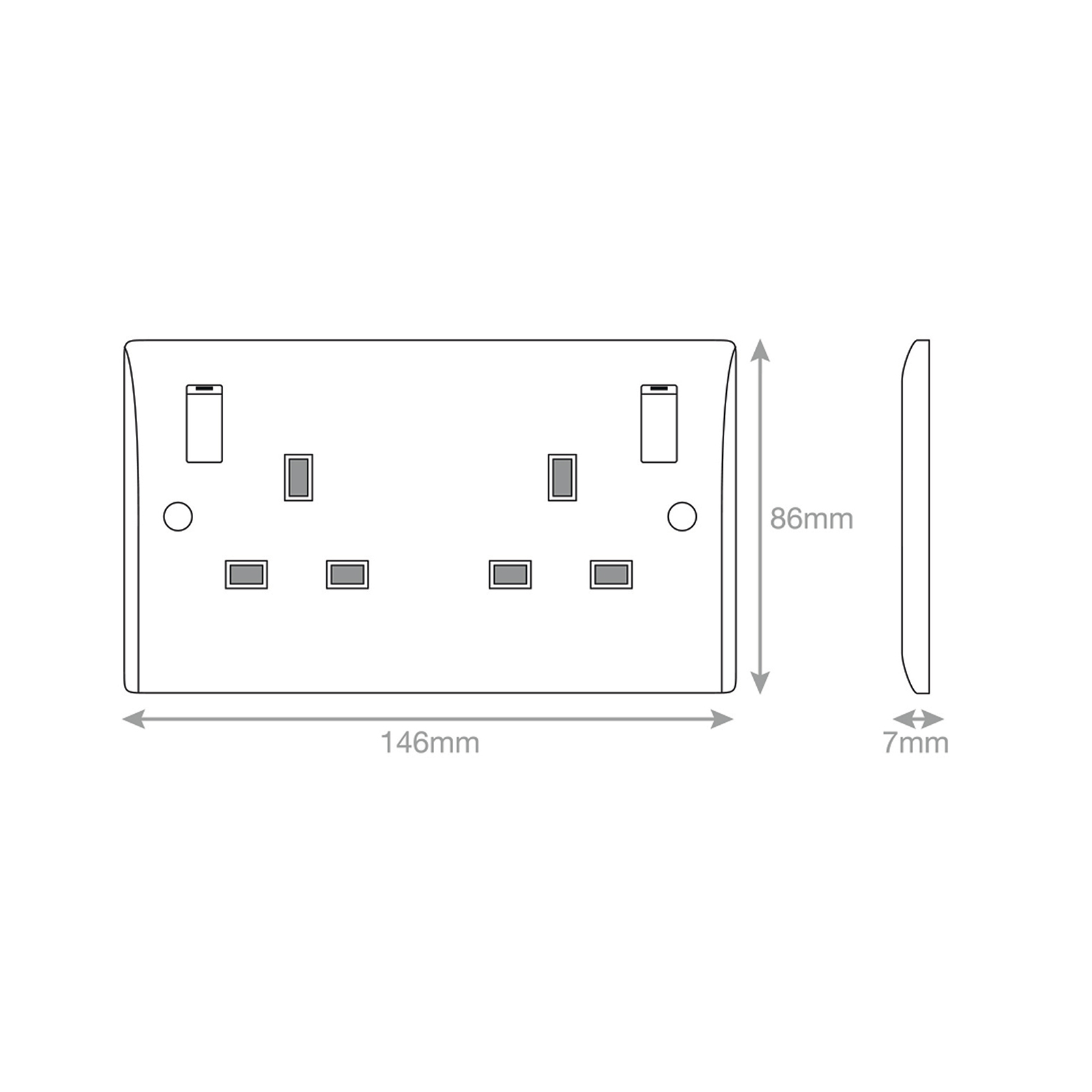 2 Gang Switched DP with Outboard Rockers & 2 Earth Terminals - Range Selectric Smooth