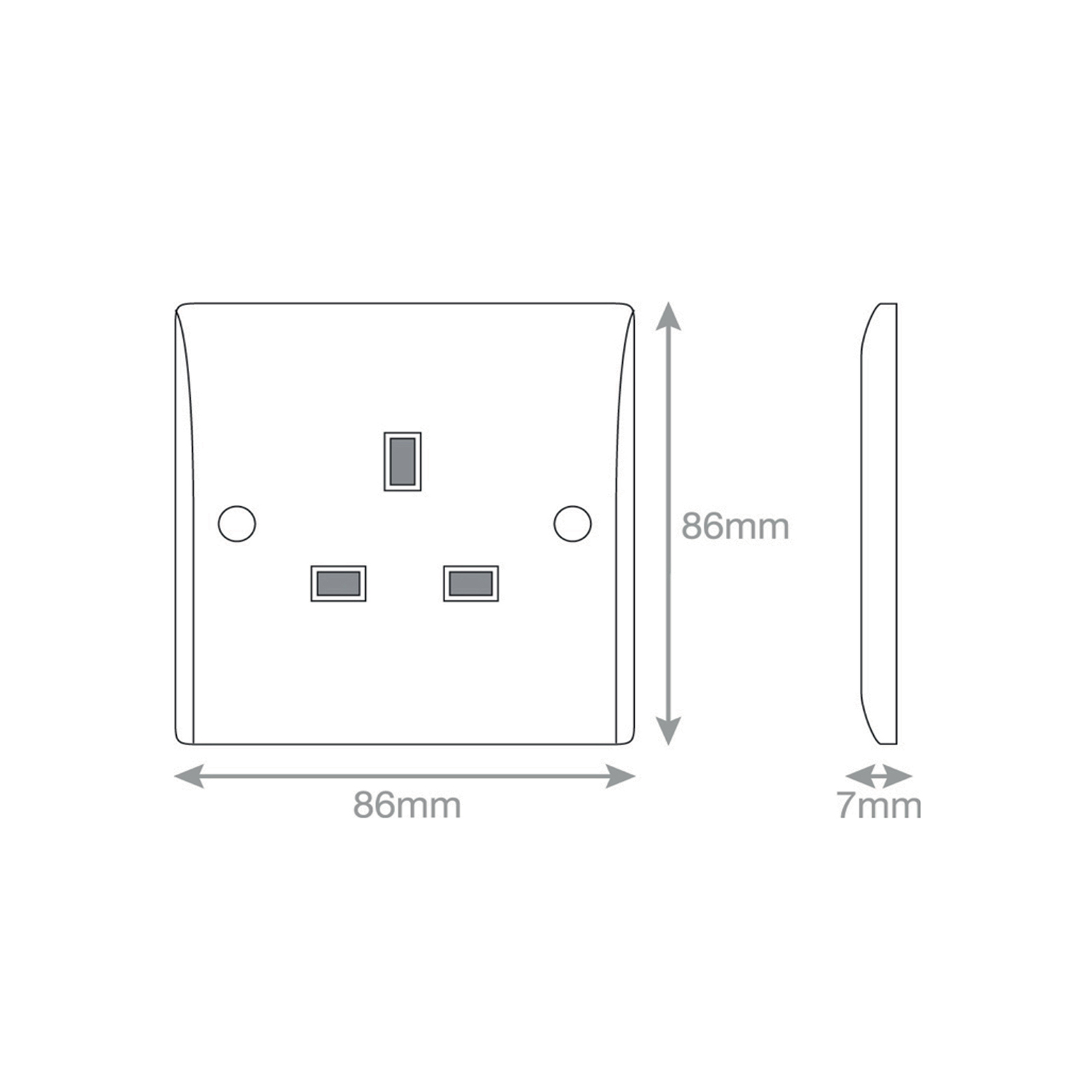 13 Amp Socket Outlet - 1 Gang Unswitched with Twin Earth -  Selectric Smooth