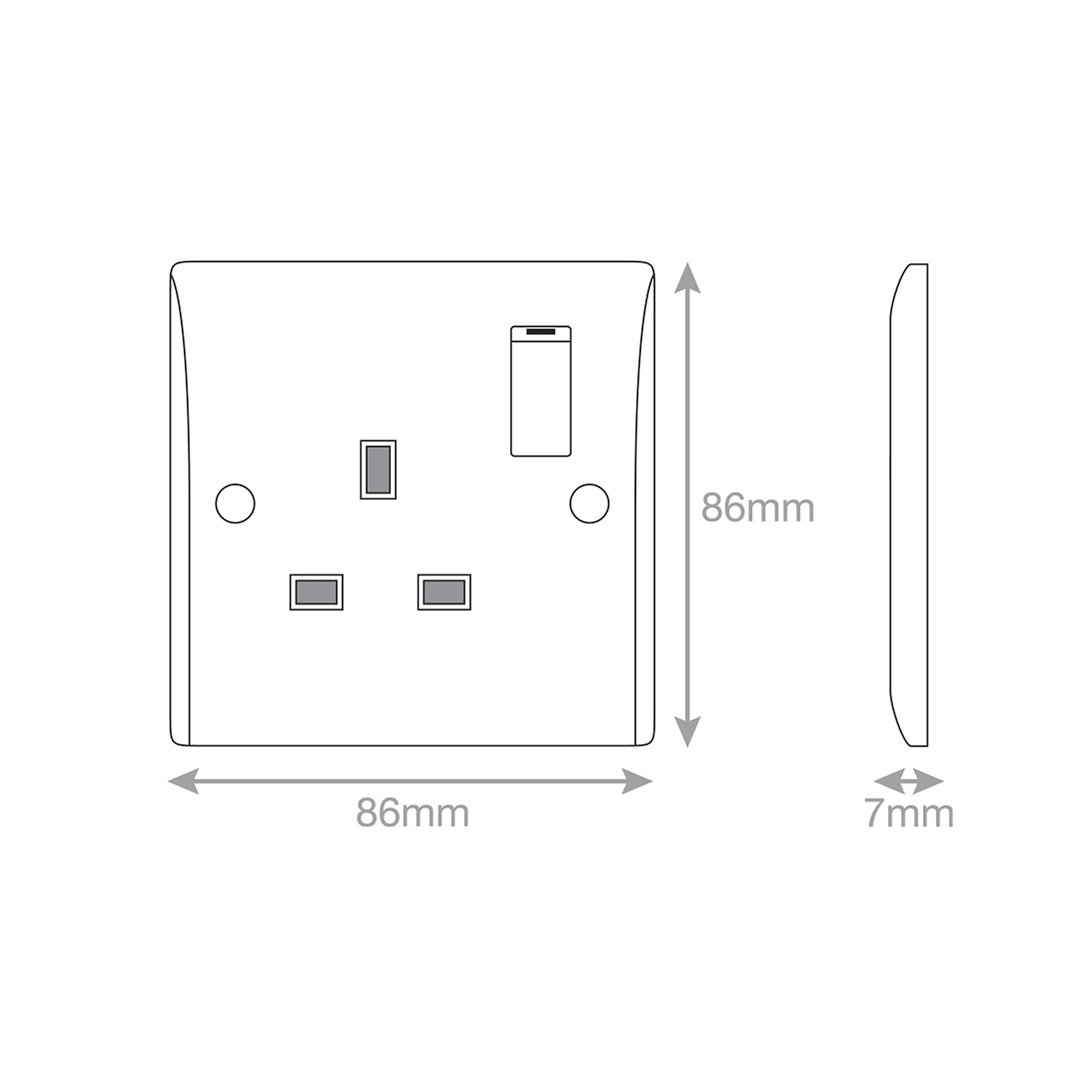 13 Amp Socket Outlet - 1 Gang Switched DP with Twin Earth - Range Selectric Smooth