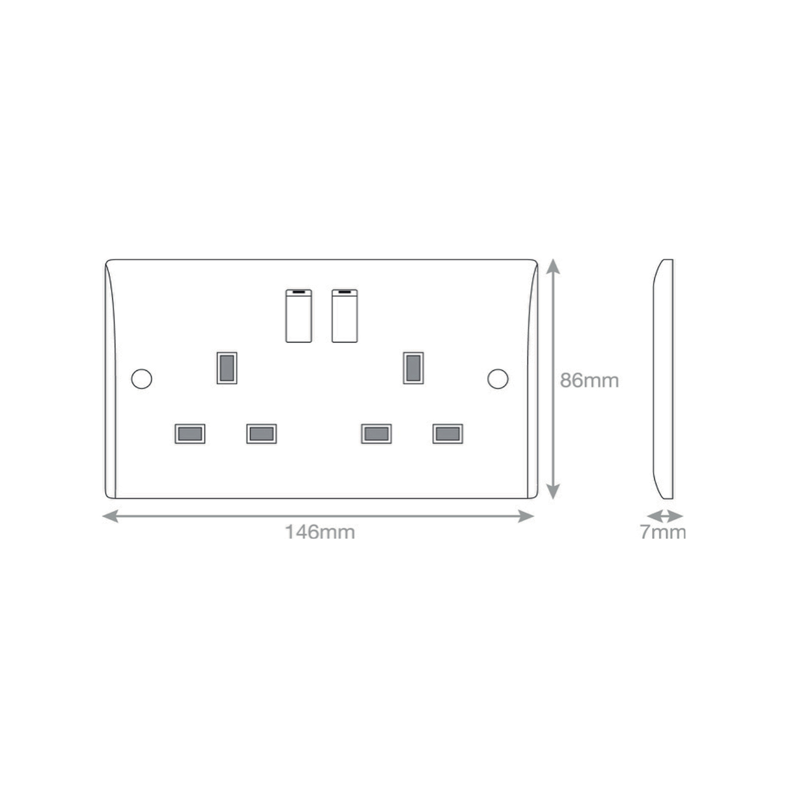 2 Gang Switched DP with Clean Earth and safety shutter -  Selectric Smooth