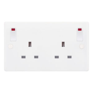 13 Amp Socket Outlet - 2 Gang Switched DP with Outboard Rockers, Neon, 2 -  Selectric Smooth