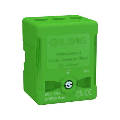 Live TB5P100-GREEN Terminal Block 100A