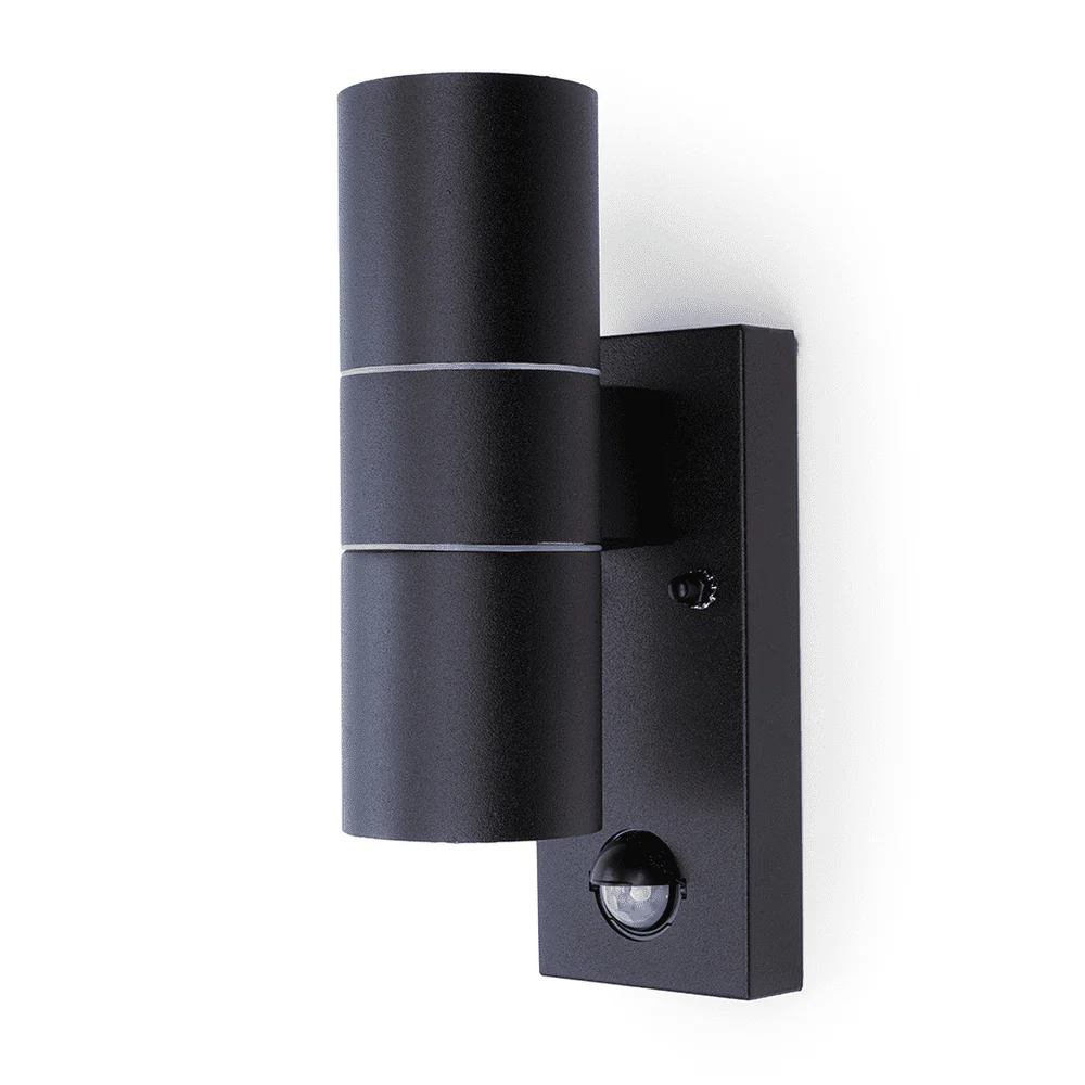 Coral Up/Down Wall Light with PIR Sensor - BLACK