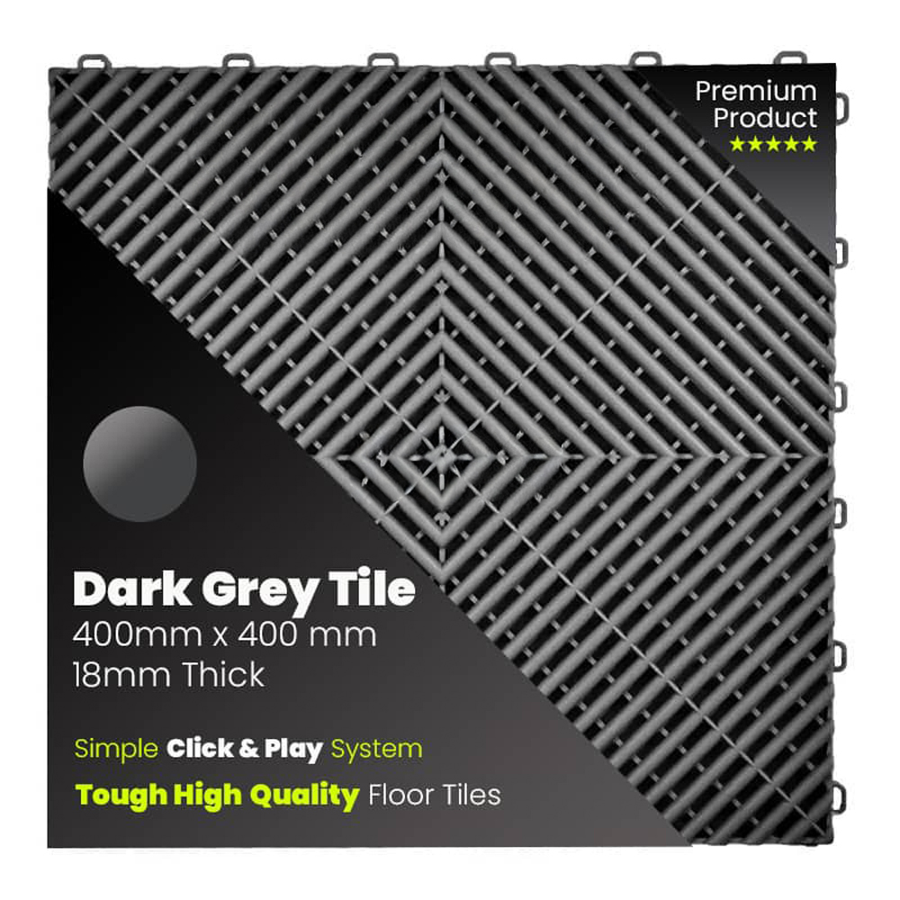 dark grey tile - Single Vented Garage Floor Tiles